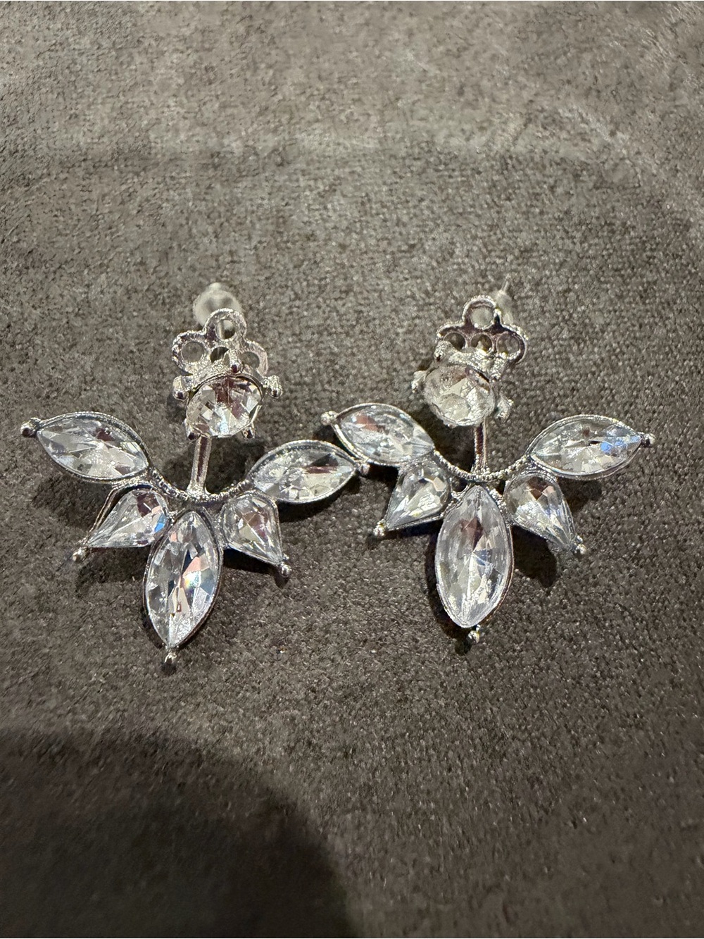 Target Silver-Tone Clear Crystal Leaf Cluster Earrings
